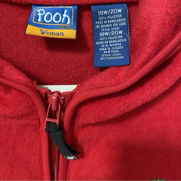 VTG Disney Winnie The Pooh Embroidered Full Zip Jacket 18/20W Fleece Hoodie - Picture 4 of 5